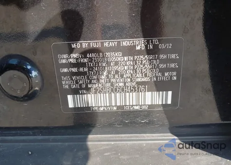 2012 Subaru Forester 2.5X Premium from USA, damaged, VIN JF2SHBCC6CH453761